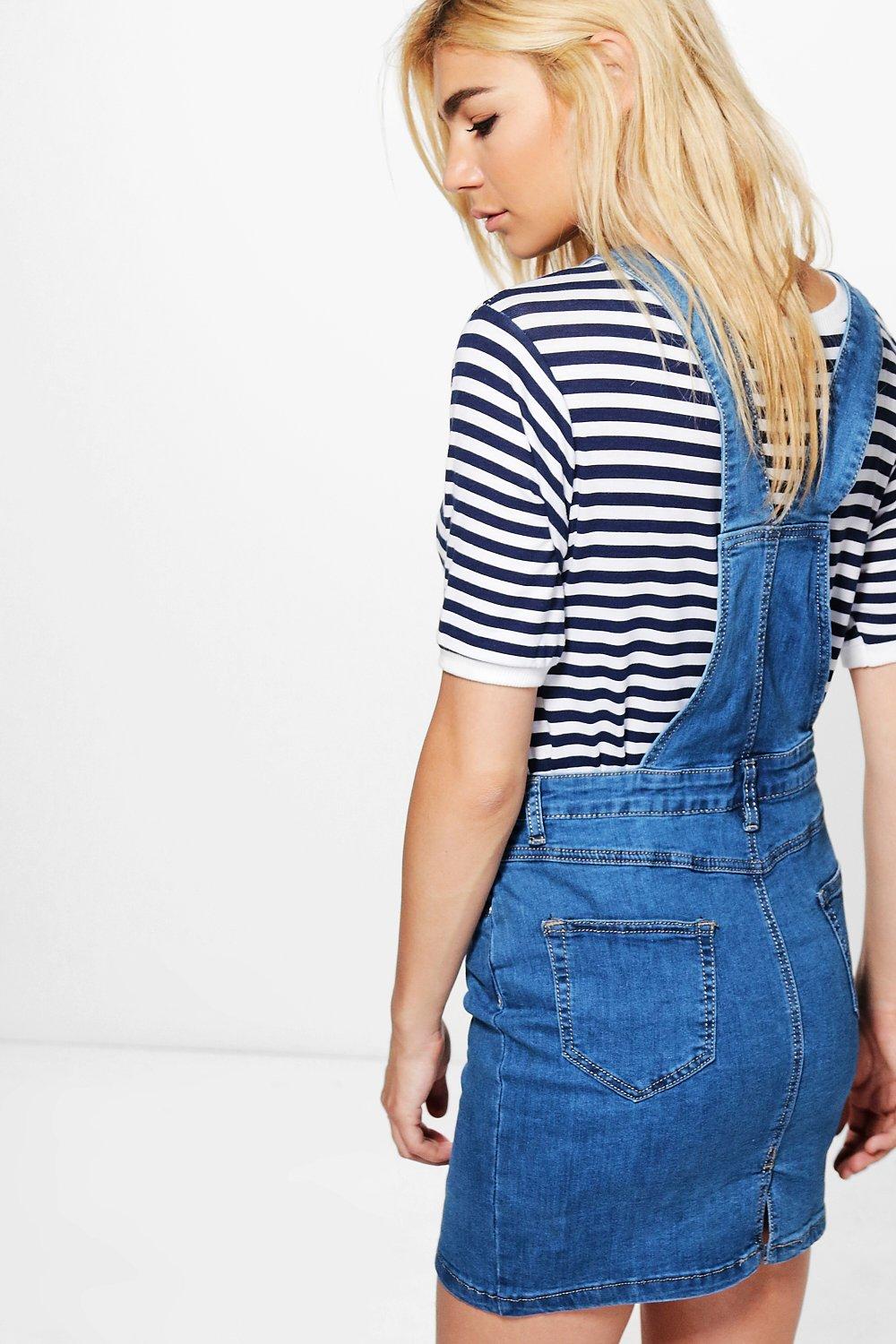 Stretch denim 2024 pinafore dress